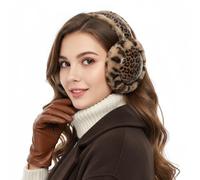 FakeFace Cache-oreilles en Fausse Fourrue pour Femme Cache-Oreilles Ajustable et Chauds à motif d’Imprimé Léopard pour Adulte pour Vélo Ski