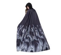 FakeFace Cape à Capuche Fantôme Femme d'Halloween Cape de Vampire Diable Sorcière Adulte Costume de Fantôme Cosplay pour Halloween Carnaval Fête