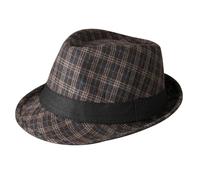 FakeFace Chapeau Fedora Classique à Carreaux pour Homme Chapeau Trilby Homme pour Automne Hiver Panama Rétro à Bords Courts Roulés