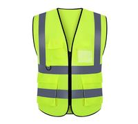 FakeFace Gilet Réfléchissant Gilet de Sécurité Haute Visibilité Vêtement de Travail Protège pour Construction Assainissement Jardin Chantier Unisexe (vert)