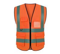FakeFace Gilet Réfléchissant Gilet de Sécurité Haute Visibilité Vêtement de Travail Protège pour Construction Assainissement Jardin Chantier Unisexe (Rouge orange)