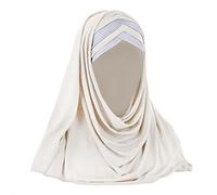 FakeFace Hijab Foulard à Enfiler avec Bonnet Intégré Croisé pour Femme Musulmane Voilée Châle Islamique Voile Enfilable Doux Hijab Femme Chapeau Écharpes Islamiques Pour Femmes