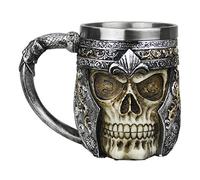 FakeFace Home Novelty 3D Tasse de Crâne Décoratif Mug Cup en Acier Inoxydable Tasse à Café Thé Jus Bière Mug de Bureau Maison Voyage pour Halloween Noël Anniversaire Partie(Mug de Crâne-B)