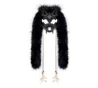 FakeFace Masque de Loup-Garou Viking avec Coiffe en Fausse Fourrure Masque en Forme de Squelette d'Animal Halloween Déguisement de Loup-Garou pour Fête Cosplay