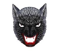 FakeFace Masque de Loup Réaliste Masque Loup Garou 3D Effrayant avec les Faux Crocs Rouges Déguisement Animaux pour Adulte Accessoires de Costumes Halloween Mardi Gras Carnaval