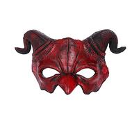 FakeFace Masque Démon à Cornes de Chèvre Rouges Demi-Masque Diable en Mousse PU Masque de Démon Effrayant Unisexe Accessoires de Costume pour Cosplay, Carnaval, Fête d'Halloween