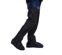 FakeFace Pantalon de Pluie Imperméable Noir Guêtres Longs de Cyclisme en Oxford Couvre Chaussures Etanche Réglable pour Pluvieux Vélo Moto Randonnée Escalade Unisexe