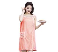 FakeFace Robe Serviette de Bain en Velours Corail Femme Paréo de Bain avec Poche Paréo de Sauna Absorbant Douce pour Salle de Bain Spa Hôtel Piscine 80 * 140CM