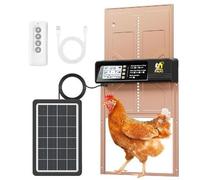FAKI Poulailler automatique à énergie solaire avec minuteur capteur de lumière, batterie 2000 mAh et 4 modes, anti-broche marron.