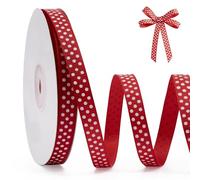FAKILO Ruban à pois 10mm x 22m Rouge et Blanc - Ruban satiné de haute qualité pour emballage cadeau, décoration de Noël, créations DIY, mariage, faire-part et décoration maison