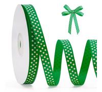 FAKILO Ruban à pois 10mm x 22m Vert et Blanc - Ruban satiné de haute qualité pour emballage cadeau, décoration de Noël, créations DIY, mariage, faire-part et décoration maison