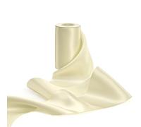 FAKILO Ruban de satin Blanc Ivoire large double face de couleur unie - 10 cm x 9,1 m - Parfait pour découpe de cérémonie, inauguration, emballage cadeau, décoration de Noël, rubans de chaise