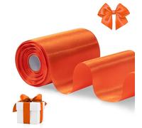 FAKILO Ruban de satin orange de 10 cm x 20 m de large pour grande inauguration, cérémonie de coupe de ruban d'entreprise, chaises de mariage, fête, décoration de festival de Noël
