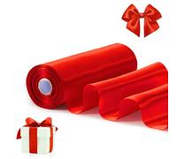 FAKILO Ruban de satin rouge 20 cm x 20 m - Ruban épais pour cérémonie de découpe de ruban pour ouverture de grand magasin, chaises de mariage, fêtes, décoration de Noël et de festival