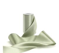 FAKILO Ruban de satin Vert Pâle large double face de couleur unie - 10 cm x 9,1 m - Parfait pour découpe de cérémonie, inauguration, emballage cadeau, décoration de Noël, rubans de chaise