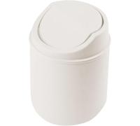 FAKKA Mini poubelle de table ovale avec couvercle pivotant en plastique - Pour bureau, coiffeuse, table de chevet, etc. - 12,5 x 16 cm