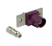 FAKRA D plug spring pin for soldering 2 prepunched holes - Plaque modulaire enclenchable - FAKRA D - violet bordeaux, RAL 4004