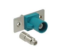 FAKRA Z plug spring pin for soldering 2 prepunched holes - Plaque modulaire enclenchable - FAKRA Z - RAL 5021, bleu d'aniline