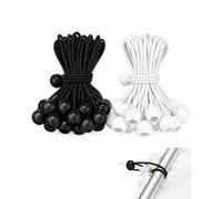 FAKZEP 20 Tendeurs Élastiques avec Boule 10cm (Ø3,5mm, 10 Noir + 10 Blanc), Sandow Élastique pour Attache Bâche Piscine & Camping, Fixation Robuste de Tente, Pavillon et Brise-Vue