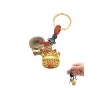 FAKZEP Chat Porte-Bonheur Japonais, 1 Pièce Breloque de Sac à Main et Porte-Clés Feng Shui avec Pièces de Forpour Prospérité, Décoration Voiture et Maison