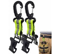 FAKZEP Porte Gants 2 Pièces, Pince à Gants Tactique en Nylon Réfléchissant avec Double Mousqueton, Accroche Gants Pompier Anti-Perte pour Ceinture, Pantalon et Gant de Travail