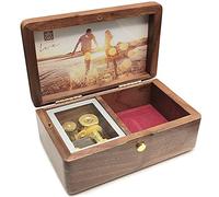 falado 18 Note Wind up Solid Wood Jewelry Music Box with Photo Frame, The Best Gift for Christmas/Birthday/Valentine's Day/Mother's Day，Tune of You are My Sunshine. (Walnut Wood)