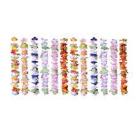 Falafoty 12 Pièces Collier de Fleurs Hawaienne, Tropical Hawaiian Lei Luau Fleurs Colliers Guirlande, Collier de Fleurs Déguisement Hawaïen pour Mariage de Plage Décoration de Fête Tropicale