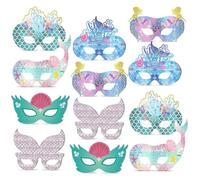 Falafoty 12PCS Masques de Sirène, Masques Deguisement Enfant, Masque Cosplay de Fete de Sirène, Masque de fête sur le Thème du Monde Sous-marin pour Enfants Masque Décoratif pour Jeu de Rôle Cadeaux