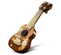 Falafoty Guitare Enfants, 26 cm Jouet de Guitare Ukulélé Instrument de Musique avec 4 Cordes Ajustables,Guitarette Jouet Musique Jouets éducatif pour Débutants Garçons Filles,Ukulélé Cadeau (Brun)