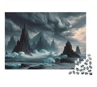 Falaise de la tempête Puzzle 1000 Pièces Adulte en Carton Recyclé, Jeu De Puzzle À Assembler Soi-même défi Entre Amis pour Un Moment De Complicité, Étoile du Cadeau De Noël 38x26cm/1000