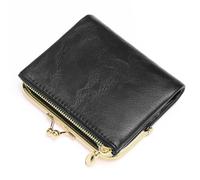 FALAN MULE Petit Portefeuille Compact pour Femme en Cuir véritable avec Fermeture éclair et Serrure à Baiser, Blocage RFID de Portefeuille en Cuir Bifold avec Plusieurs emplacements pour Cartes et