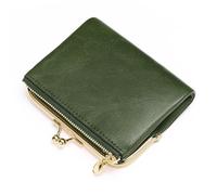 FALAN MULE Petit Portefeuille Compact pour Femme en Cuir véritable avec Fermeture éclair et Serrure à Baiser, Blocage RFID de Portefeuille en Cuir Bifold avec Plusieurs emplacements pour Cartes et