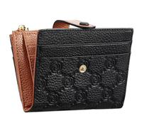FALAN MULE Petit portefeuille en cuir pour femme - Protection RFID - Porte-cartes de crédit - Avec fermeture éclair - Compartiment à monnaie, B-noir marron, 4.65"L x 3.54"W x0.79"H, Minimaliste
