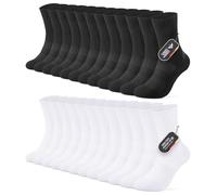 FALARY 12 Paires Chaussettes de Sport Homme 39-42 Coton Chaussette Femme Respirantes pour Running Tennis Blanc Noir Unisexe
