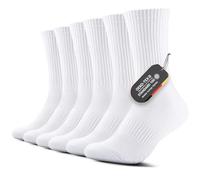 FALARY 6 Paires Sport Chaussettes Hommes Femme 47-50 Coton Chaussettes Confortable pour Cyclisme Tennis Unisexe Blanc XL