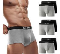 FALARY Boxer Homme Coton Calecon Homme Lot de 6 sous-VêTement Caleçons de Sport Homme Shorty Boxers,Noir/Gris XXL