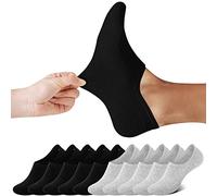 FALARY Calzini Fantasmini da Donna Uomo Corti Sneaker Invisibili Calze 10 Paia in Cotone Traspirante Sportive con taglio basso Antiscivolo-grigionero-4346