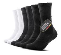 FALARY Chaussette Homme Femme 43-46 Coton Sport (Lot de 6) Tennis Chaussettes Blanc Gris Noir pour Cyclisme Running Tennis Unisex(Mix,L)