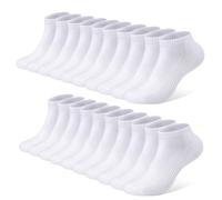 FALARY Chaussette Hommes Femme de Sport 10 Paires Chaussettes Basses Coton Soquette Blanc 47-50