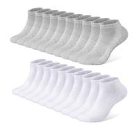 FALARY Chaussette Hommes Femme de Sport 10 Paires Chaussettes Basses Coton Soquette Gris&Blanc 35-38