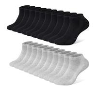 FALARY Chaussette Hommes Femme de Sport 10 Paires Chaussettes Basses Coton Soquette Gris&Noir 39-42