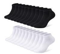 FALARY Chaussette Hommes Femme de Sport 10 Paires Chaussettes Basses Coton Soquette Noir&Blanc 47-50