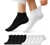 FALARY Chaussette Hommes Socquette Femme lot de 10 Basses Sport Courte Coton Noir Blanc 4750