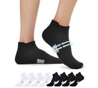 FALARY Chaussettes de sport Femmes Hommes 39-42 Chaussettes de course Chaussettes courtes Chaussettes de course en coton respirantes Demi-chaussettes 8 paires Blanc Noir