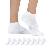 FALARY Chaussettes de sport pour femmes 39-42 hommes Chaussettes de course Chaussettes courtes Chaussettes de course en coton respirantes à la cheville Demi-chaussettes 8 paires Blanc