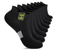 FALARY Chaussettes de sport pour hommes 47-50 pour femmes Chaussettes de course Chaussettes courtes Chaussettes de course en coton respirantes à la cheville Demi-chaussettes 8 paires Noir