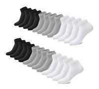 FALARY Chaussettes Hommes 12 Paires Basses Femmes Soquettes Courtes Sport Coton Gris noir et blanc 3538