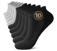 FALARY Chaussettes Hommes Femmes Chaussettes Courtes Coton Respirant Chaussettes De Sport Chaussettes De Course Chaussettes De Course En Plein Air (Noir/Gris, 43-46, 10 Paires)