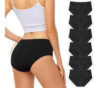 FALARY Culotte Femme Noir Coton Taille Moyenne Slip Stretch Panties sous-vêtements Femme Pack de 6 Confortables et Doux（XS/36 EU, Noir）