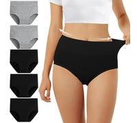 FALARY Culotte Femme Taille Haute Coton Lot de 5 Noir Gris XXL